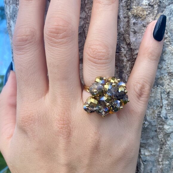 Golden & Silver Color Acrilic Ring - Picture 3 of 4